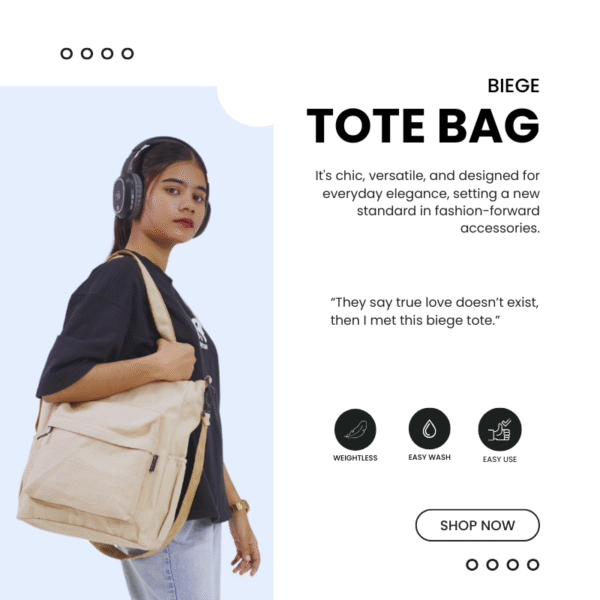 beige tote bag